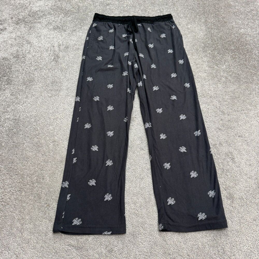 Rainforest Geometric All Over Print Pajama Pants Mens Medium Dark Gray Lounge